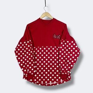 Disney Parks Minnie Mouse L/s Spirit Jersey Womens XS Red Polka Dot Script